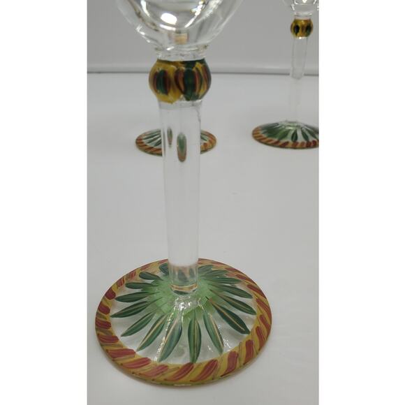 Hand Painted Christmas Wine Glasses With Etched Dots, Set of 4 - Picture 3 of 6